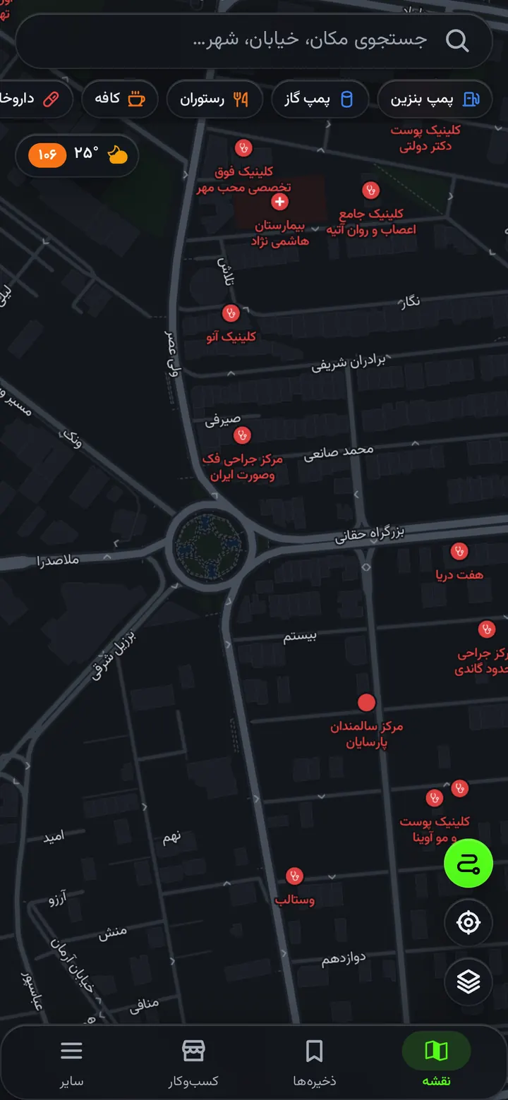 نقشهٔ شب میدان ونک
